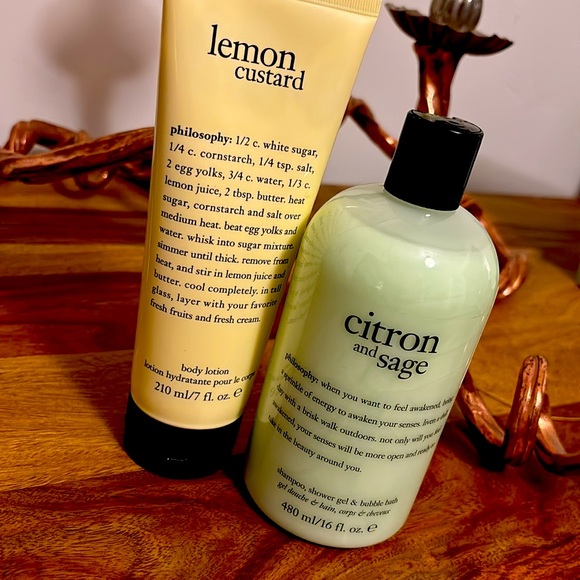 PHILOSOPHY LEMON CUSTARD BODY CREAM & CITRON SAGE SHAMPOO/BODY WASH - Picture 2 of 7